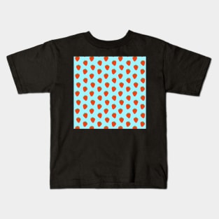 Strawberry pattern in blue background Kids T-Shirt